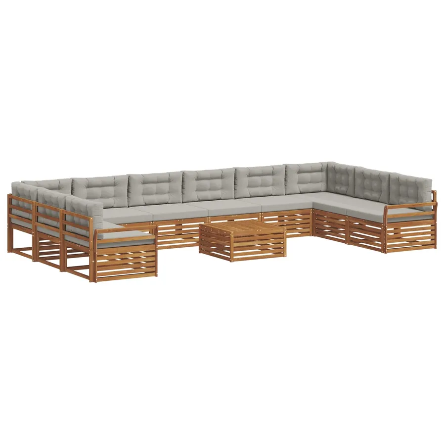 Ensembles de canapés avec coussin 11 pcs Gris Naturel et Clair - 2