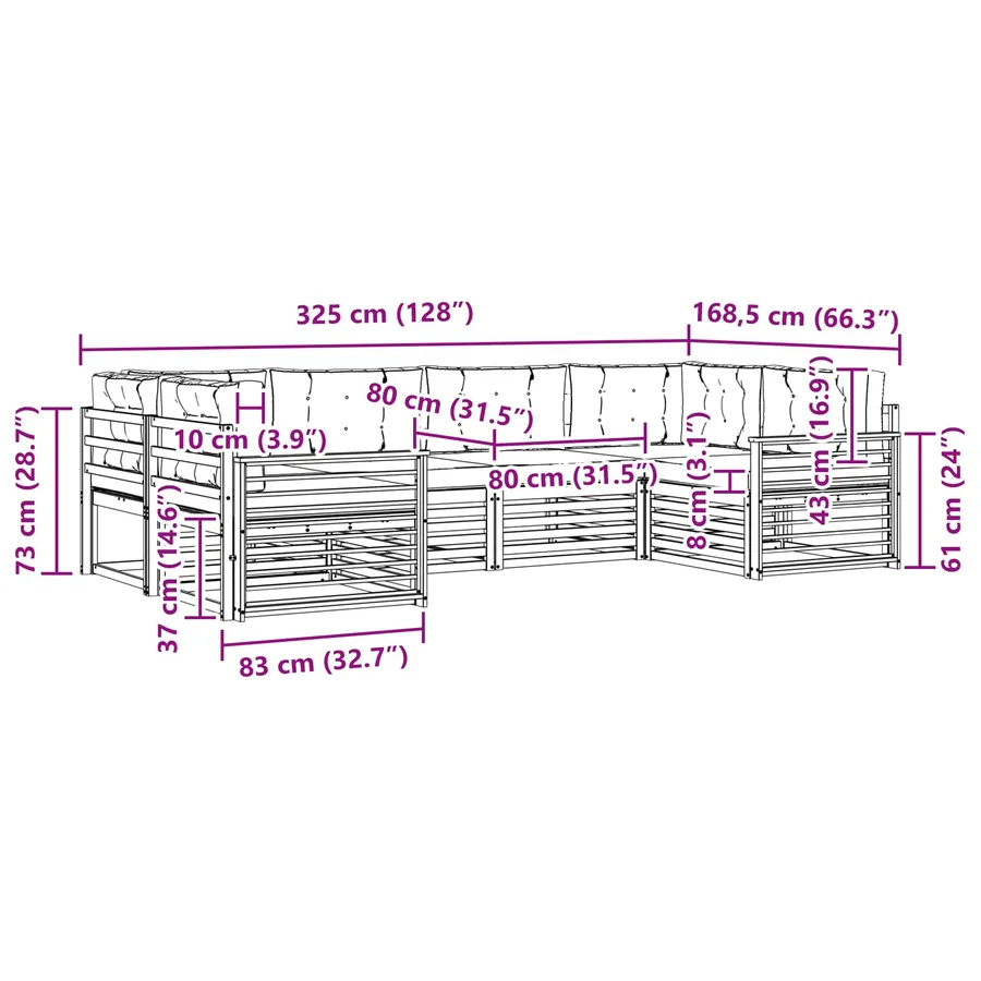 Ensemble de canapés d'extérieur 6 pcs Gris Naturel et Clair - 9