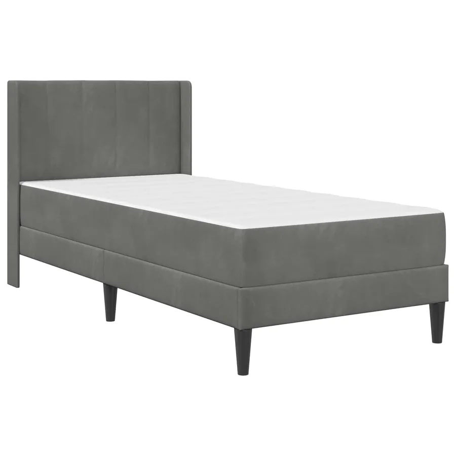 Cadre de lit avec matelas Gris foncé 100 x 200 cm Velours - 3