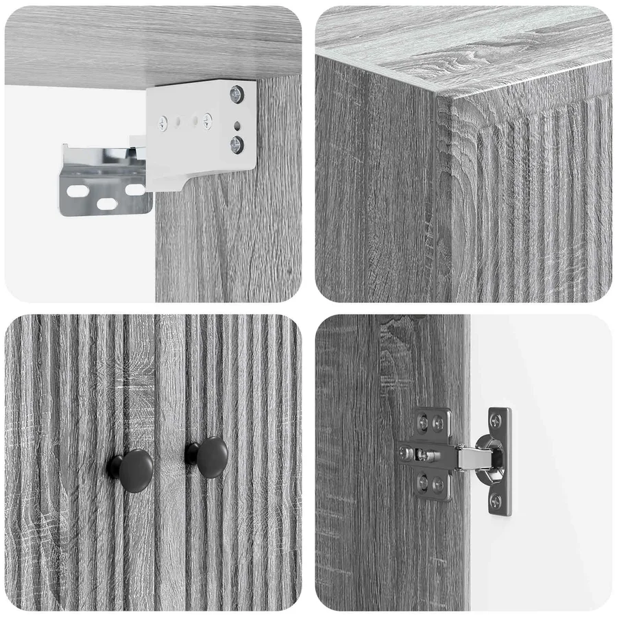 Armoire Murale Sonoma gris 59 x 31 x 60 cm Bois d'ingénierie - 7