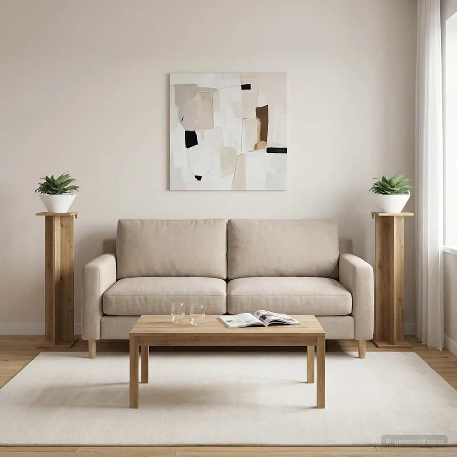 Support de Plante 2 pc Chêne Artisanal 25 x 25,5 x 100,5 cm