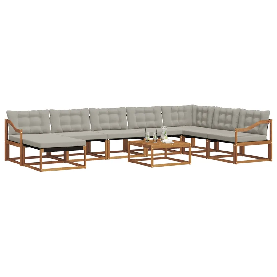 Ensemble de canapés d'extérieur 9 pcs Gris Naturel et Clair - 3