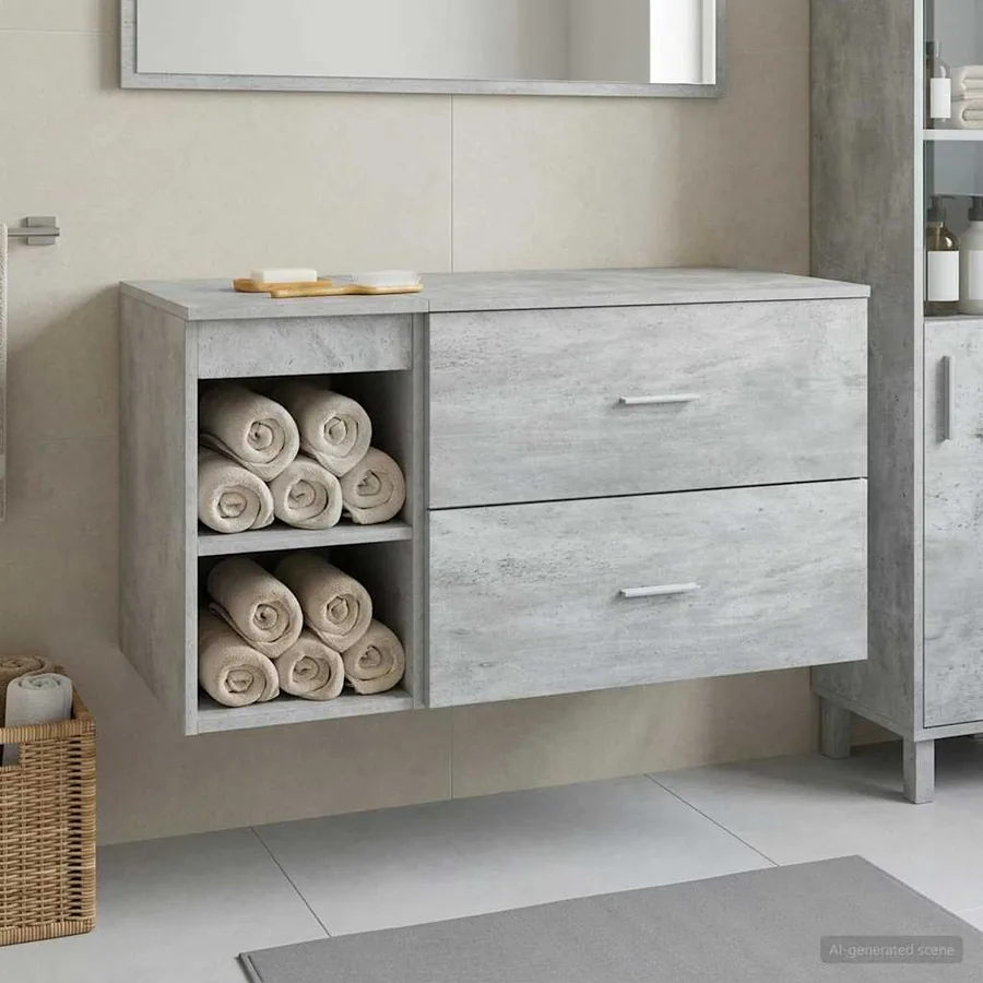 Ensemble de mobilier de salle de bain 2 pcs Gris béton