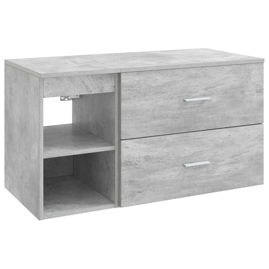 Ensemble de mobilier de salle de bain 2 pcs Gris béton - 2