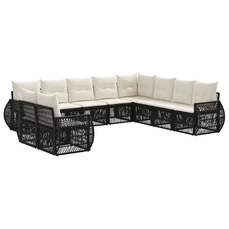 Ensemble de canapé de jardin 10 pcs Noir et blanc crème - 2