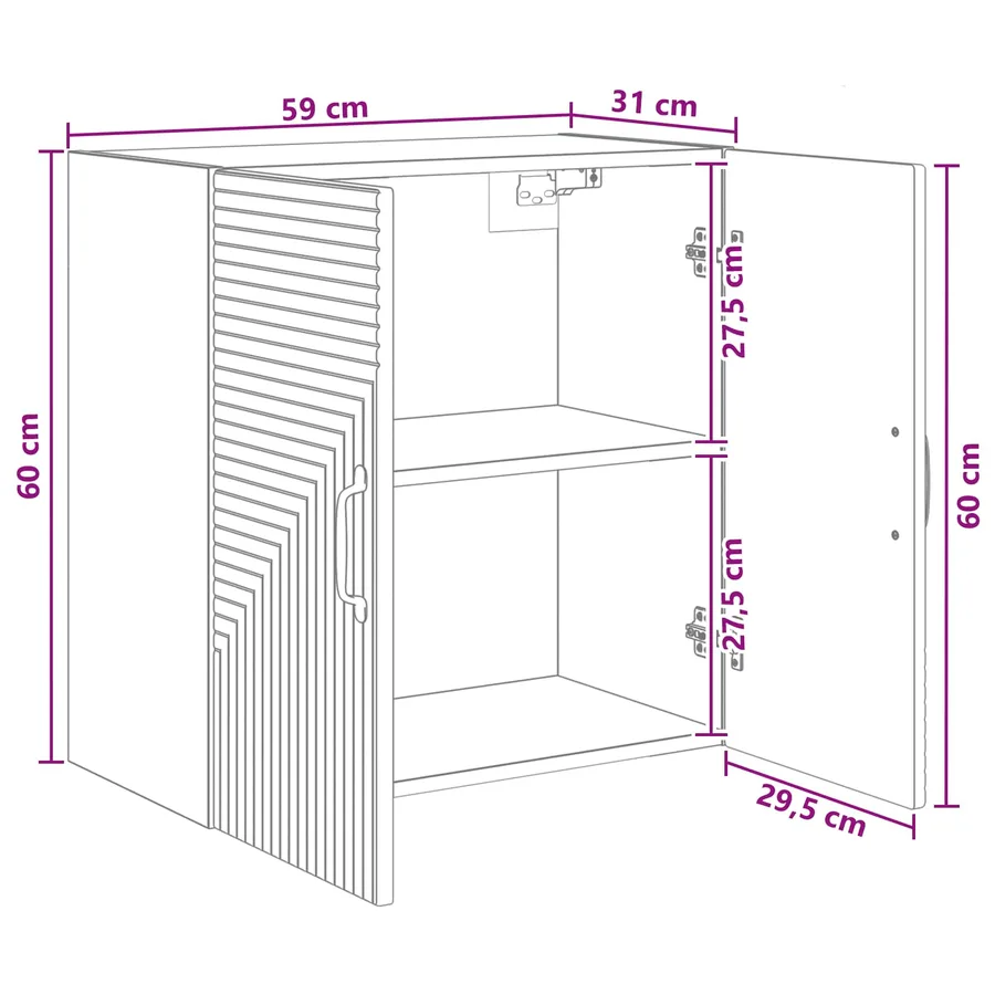 Armoire Murale Noir 59 x 31 x 60 cm Bois d'ingénierie - 8