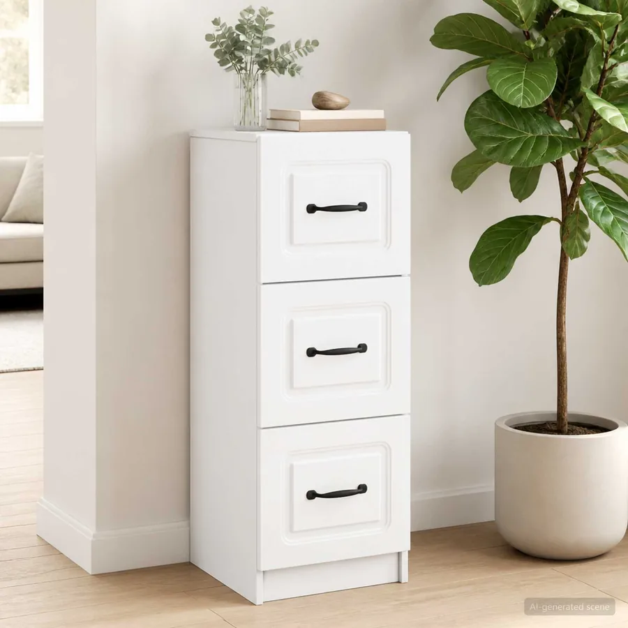 Armoire à tiroirs Blanc 33 x 34,5 x 87 cm Bois d'ingénierie