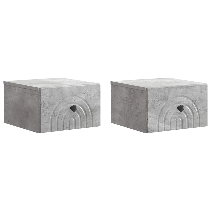 Cabinet de chevet mural 2 pcs Gris béton 33 x 34,5 x 20 cm - 2