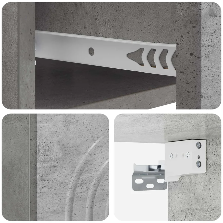 Cabinet de chevet mural 2 pcs Gris béton 33 x 34,5 x 20 cm - 8