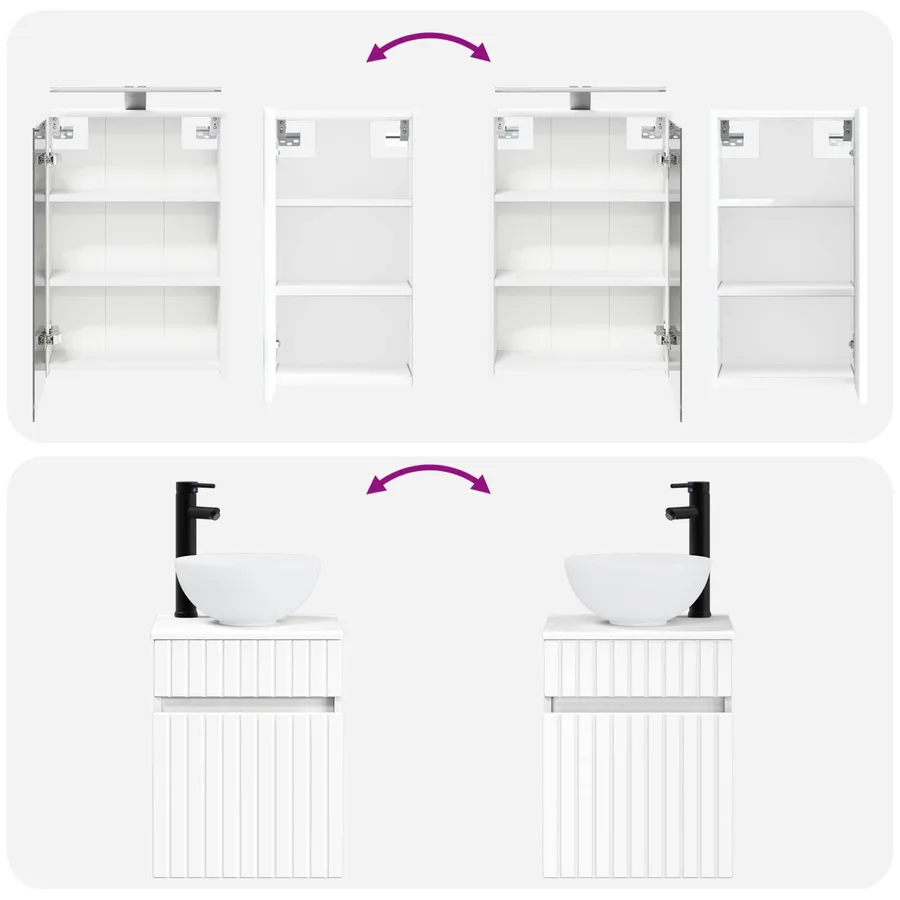 Ensemble d'armoire de salle de bain 5 pcs Blanc - 14