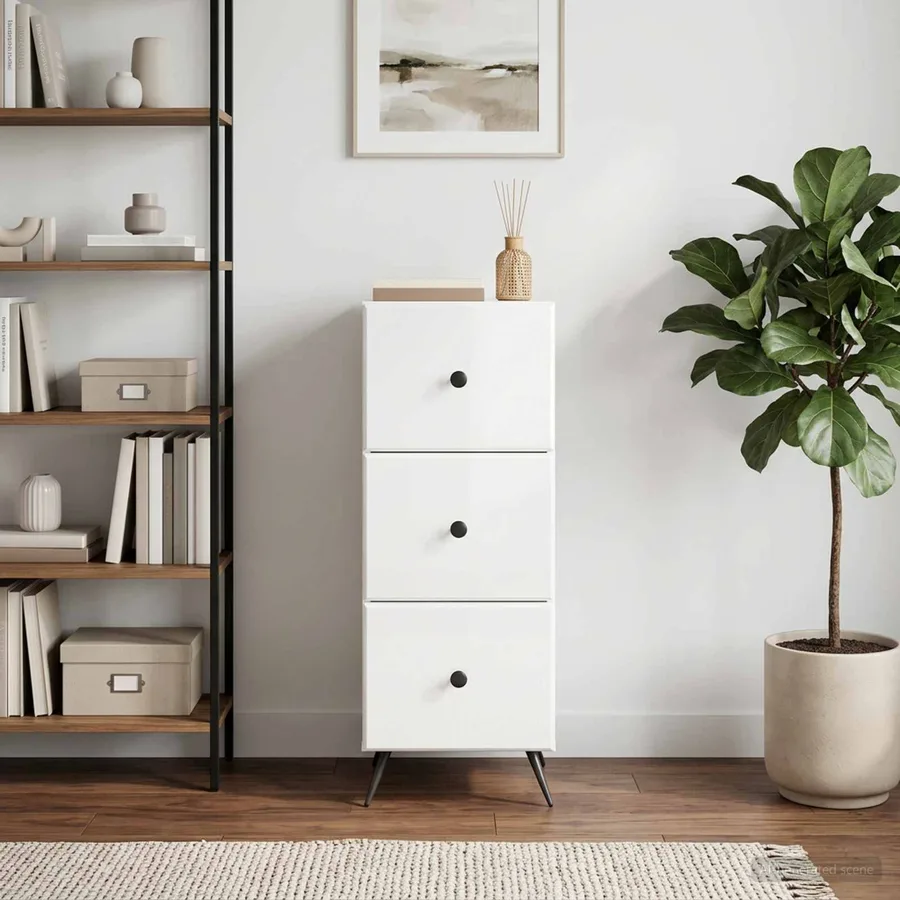 Armoire à tiroirs Blanc brillant 33 x 34,5 x 90 cm - 4