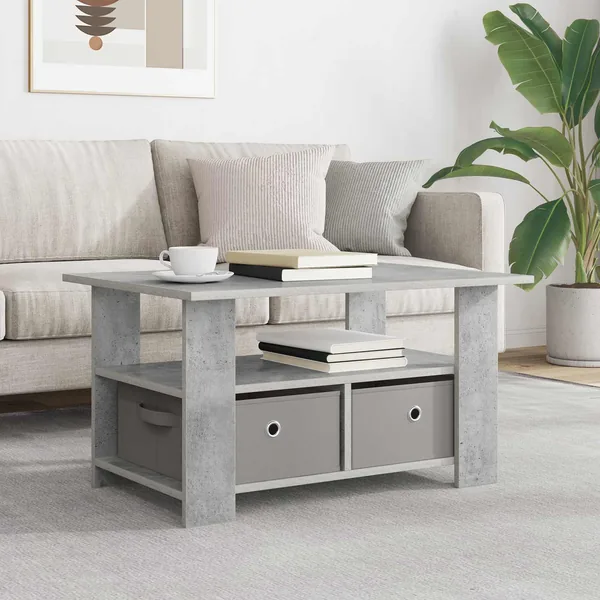Table basse Gris béton 77 x 55 x 42 cm Bois d'ingénierie