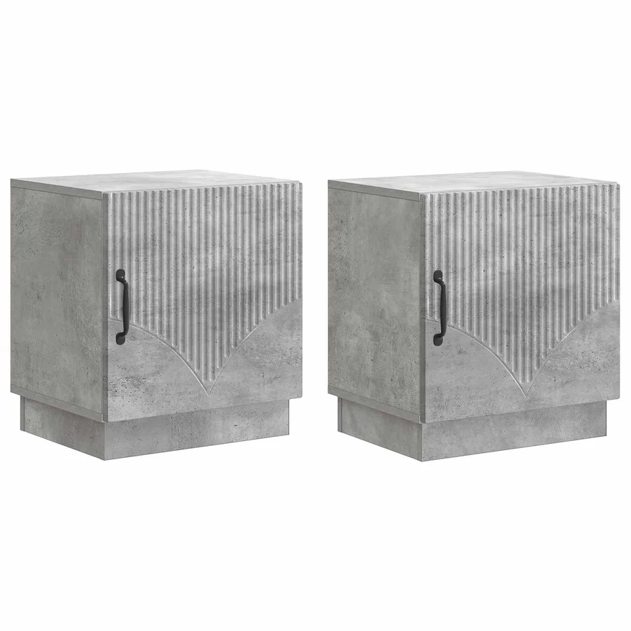 Table de chevet 2 pcs Gris Béton 43 x 34,5 x 47 cm - 2