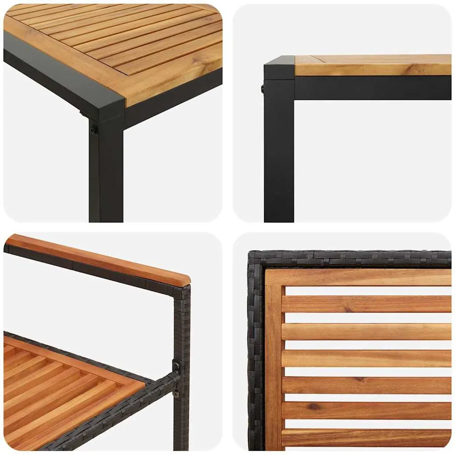 Ensemble de salle à manger pour jardin 5 pcs Noir et Marron - 9