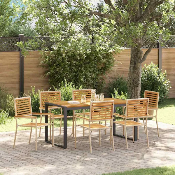 Ensemble de salle à manger pour jardin 7 pcs Beige et Marron