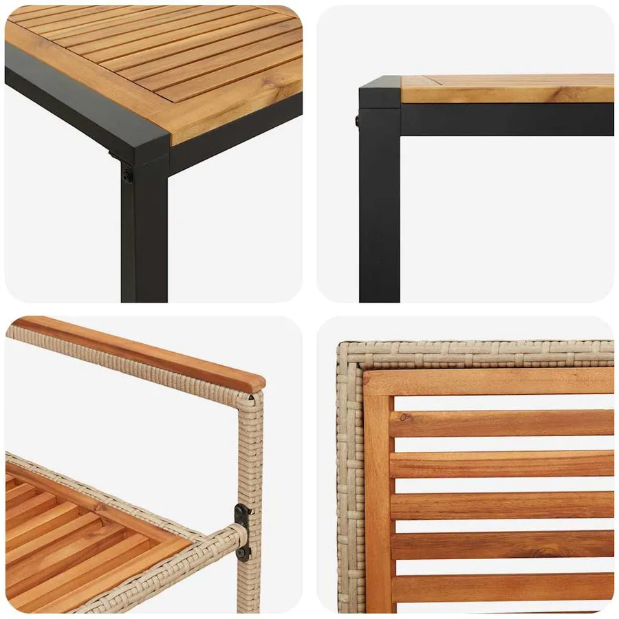 Ensemble de salle à manger pour jardin 7 pcs Beige et Marron - 9
