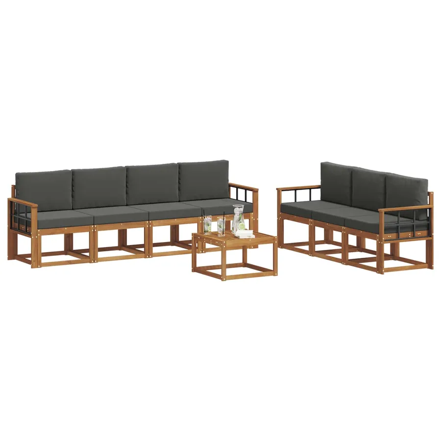 Ensemble de canapés d'extérieur 8 pcs Naturel et Anthracite - 3