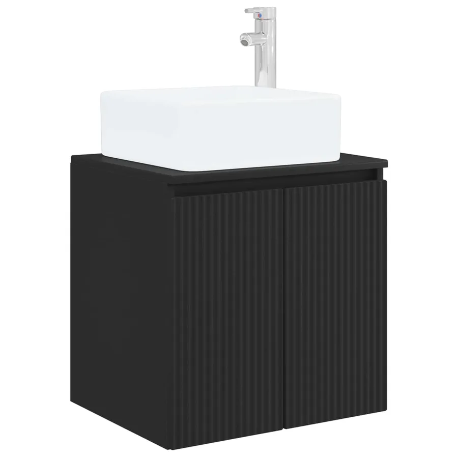 Vanité de lavabo mural Noir 49,5 x 41 x 63 cm Bois d'ingénierie - 2
