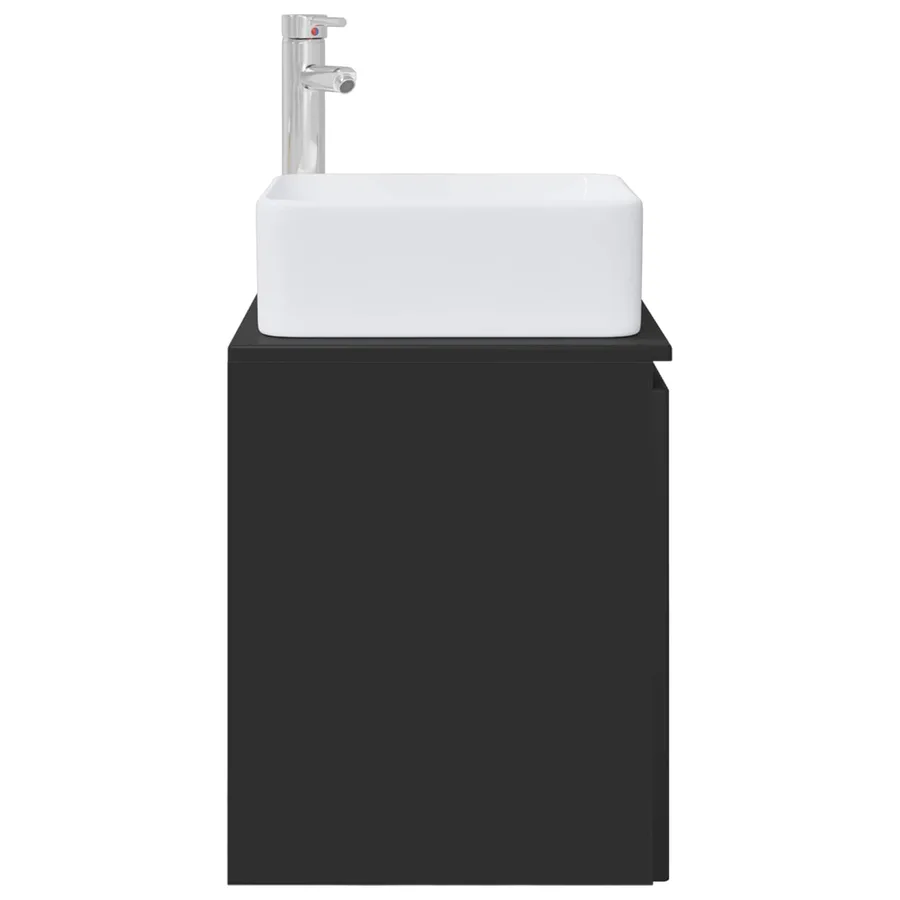 Vanité de lavabo mural Noir 49,5 x 41 x 63 cm Bois d'ingénierie - 4