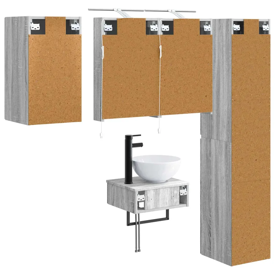 Ensemble de mobilier de salle de bain 5 pcs Sonoma gris - 9