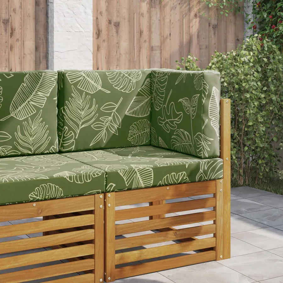 Coussin de canapé d'extérieur 3 pcs Modèle feuille Polyester