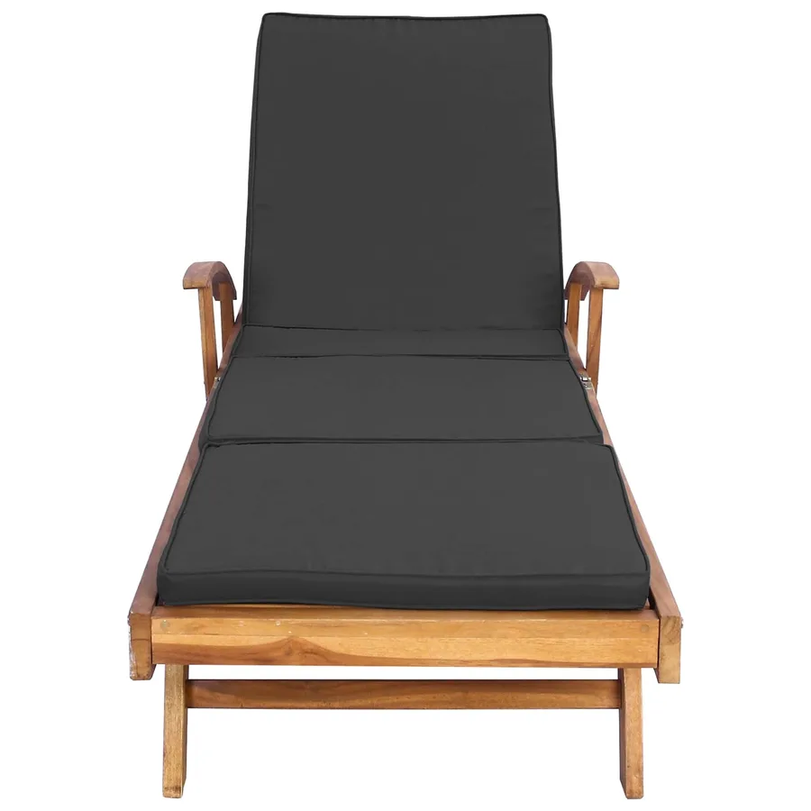 Chaise longue avec coussin Bois de teck massif - 4