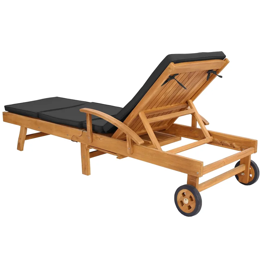 Chaise longue avec coussin Bois de teck massif - 6