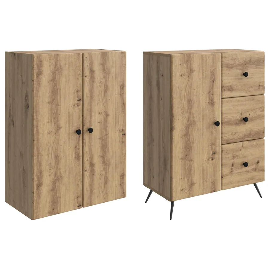 Ensemble de Meubles 2 pc Chêne artisanal Bois d'ingénierie - 4