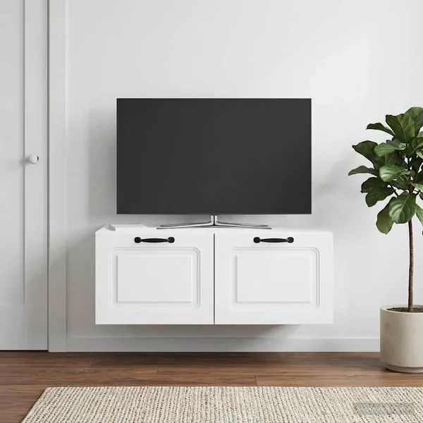 Meuble TV mural Blanc 78,5 x 41 x 30 cm Bois d'ingénierie