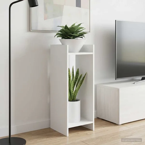 Support de Plante 2 pc Blanc 30 x 30 x 80 cm Bois d’ingénierie