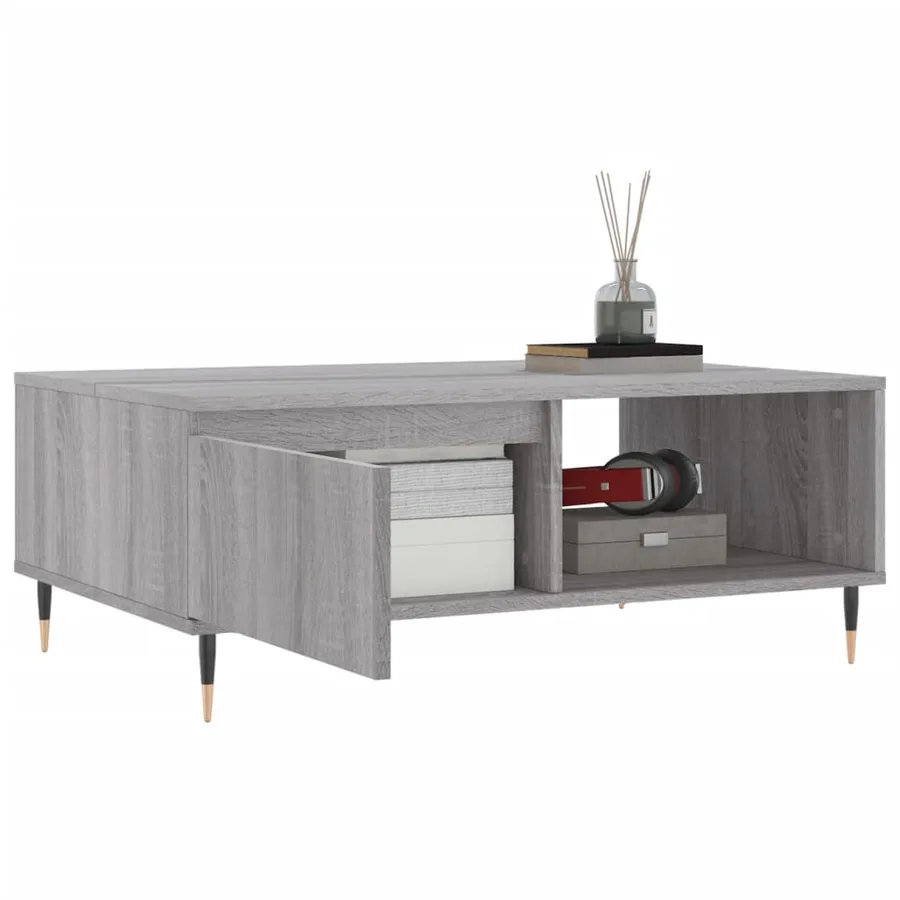 Table basse sonoma gris 90x60x35 cm bois d'ingénierie - 4