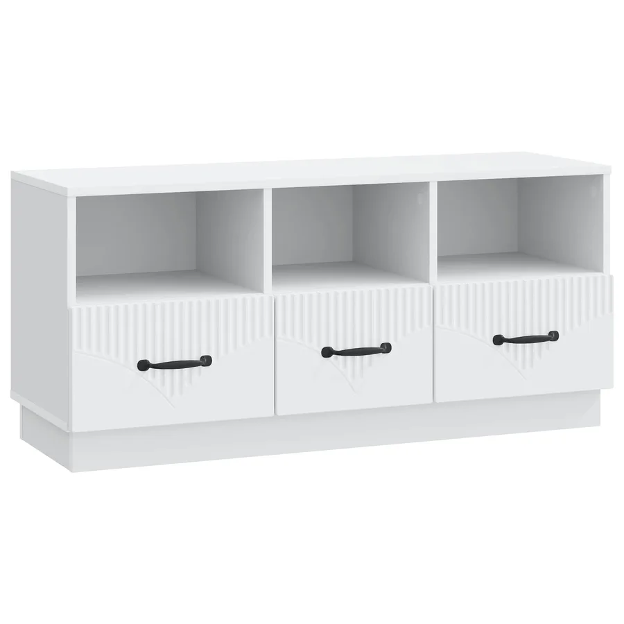 Meuble TV Blanc 102 x 34,5 x 47 cm Bois d'ingénierie - 2