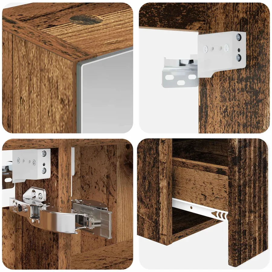 Ensemble d'armoire de salle de bain 4 pcs Bois ancien - 9