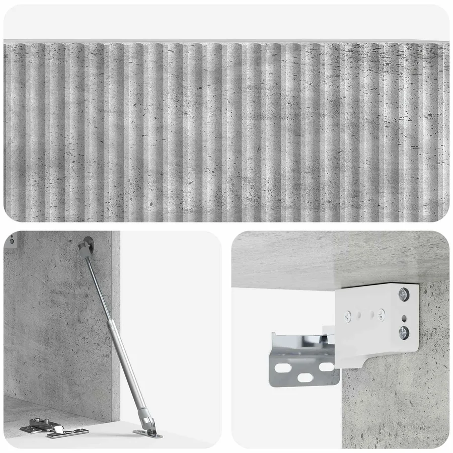Meuble TV mural Gris béton 78,5 x 31 x 30 cm Bois d'ingénierie - 9