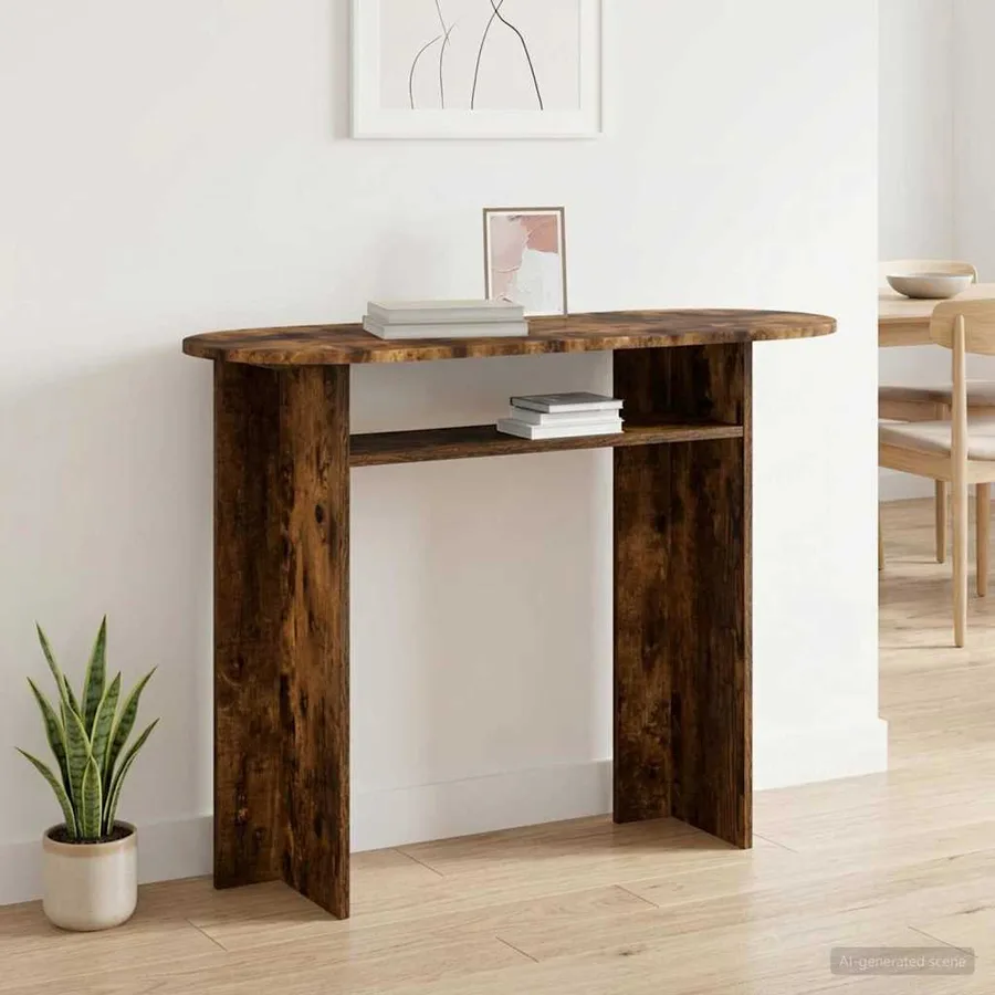 Table console Chêne fumé 100 x 39,5 x 75 cm Bois d'ingénierie - 4