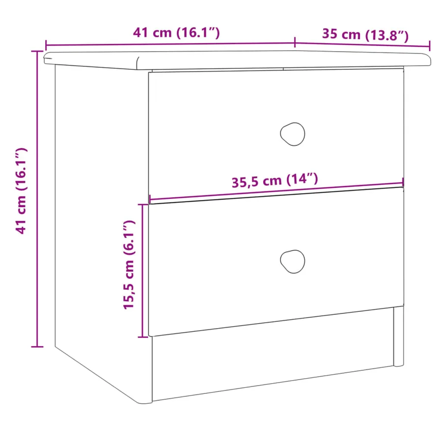 Table de chevet ALTA blanc 41x35x41 cm bois de pin massif - 8