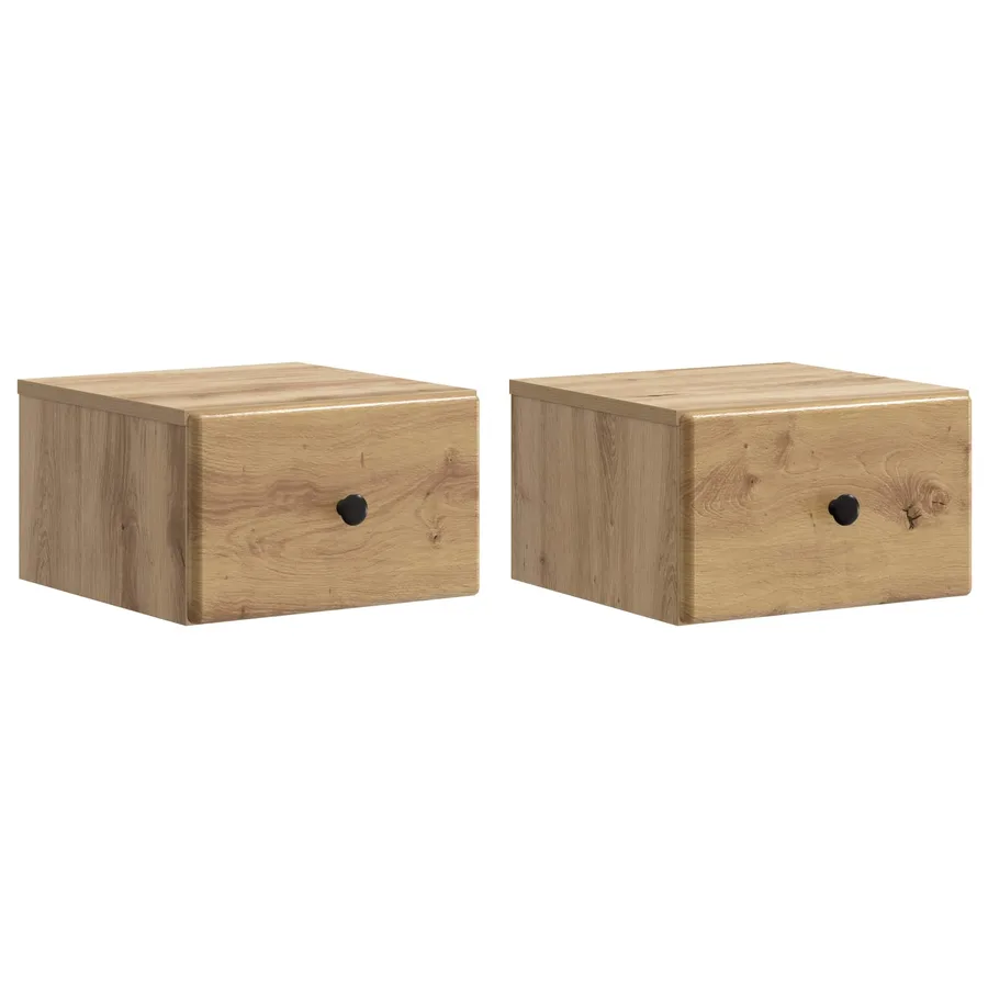 Cabinet de chevet mural 2 pc Chêne artisanal 34,5 x 33 x 20 cm - 2