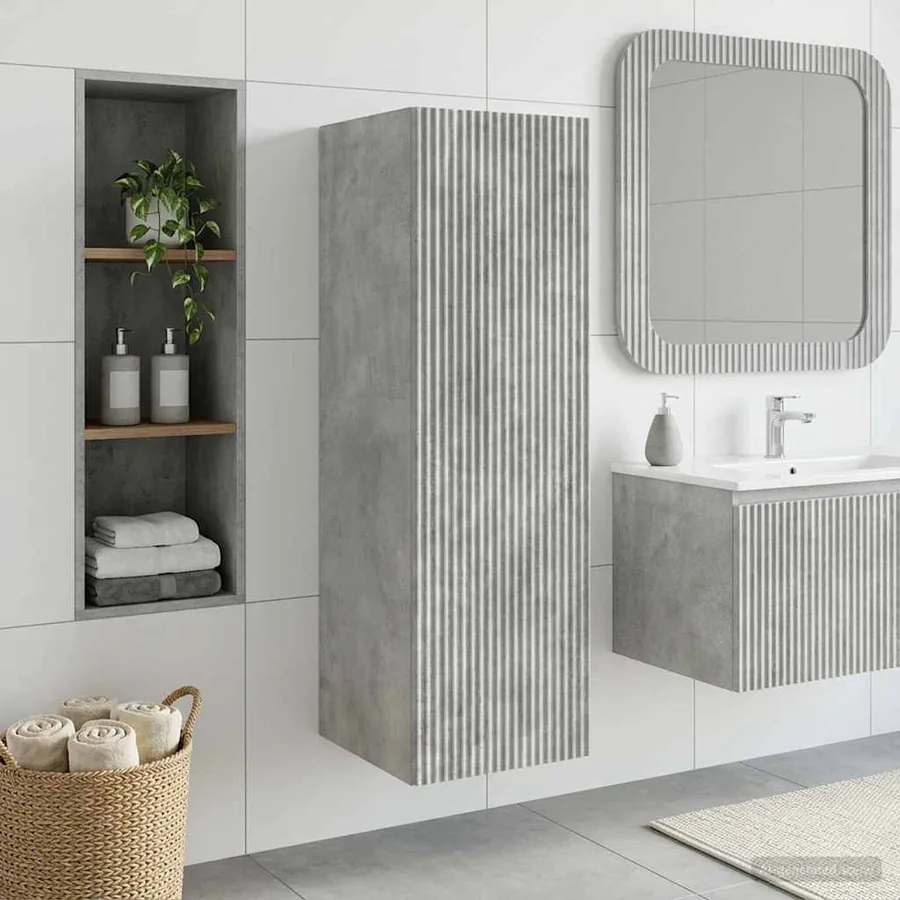 Cabinet de Salle de Bain Mural Gris béton 33 x 34,5 x 100 cm
