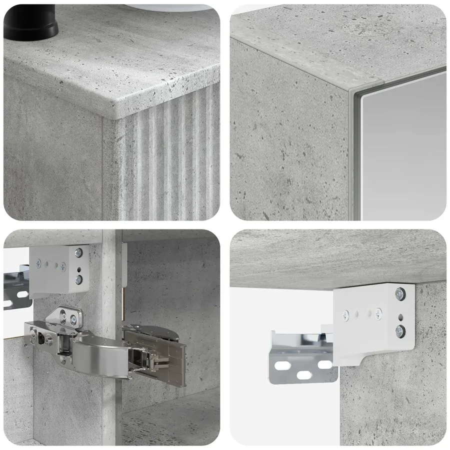 Ensemble de mobilier de salle de bain 6 pcs Gris béton - 10