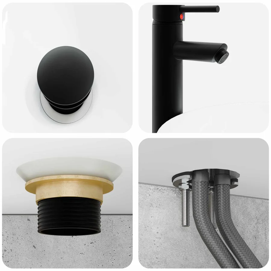 Ensemble de mobilier de salle de bain 6 pcs Gris béton - 11