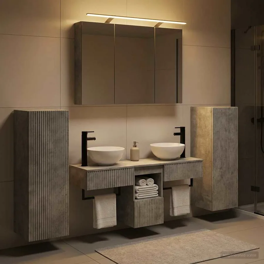 Ensemble de mobilier de salle de bain 6 pcs Gris béton - 4