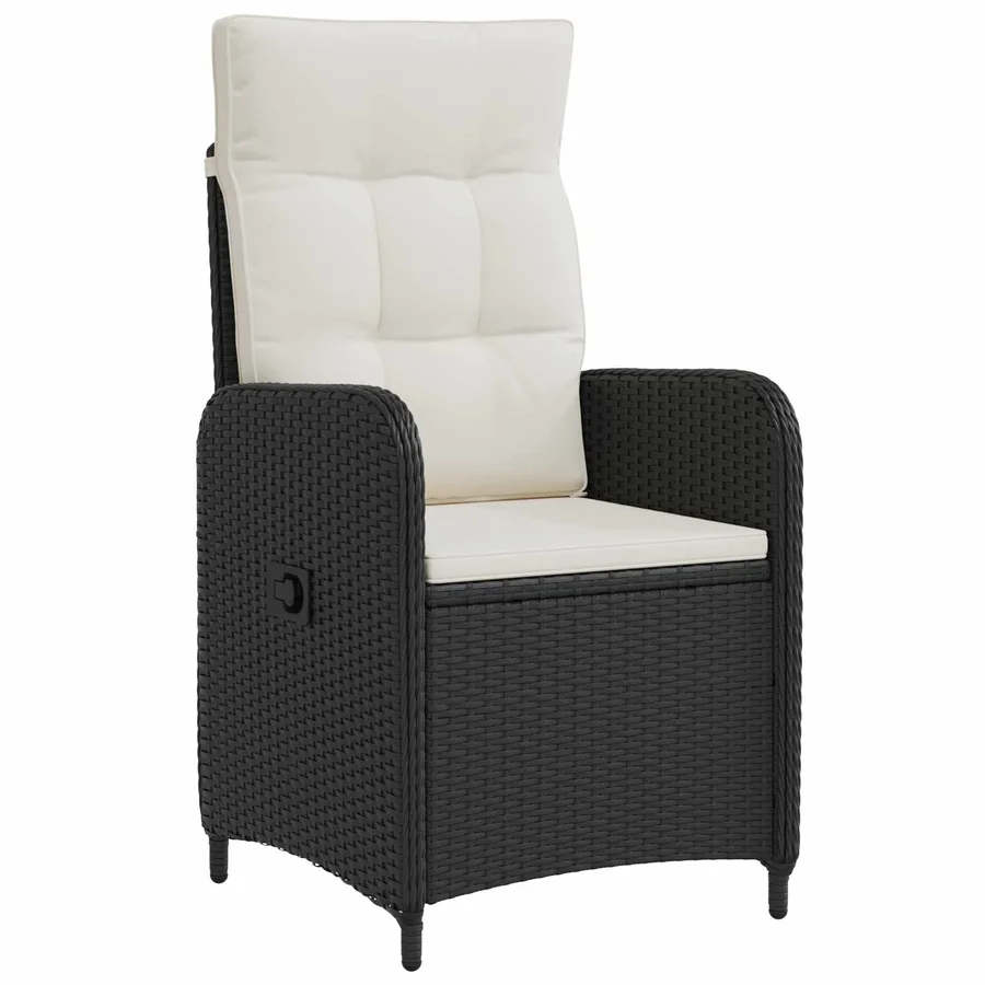 Ensemble de repas extérieur 3 pcs Noir et blanc crème polyrotin - 5