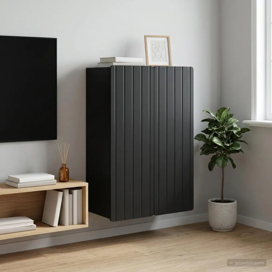 Armoire Murale Noir 66 x 34,5 x 92 cm Bois d'ingénierie
