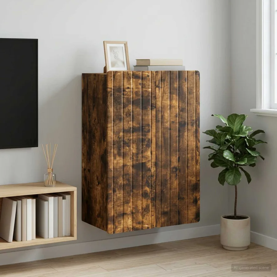 Armoire Murale Chêne fumé 66 x 34,5 x 92 cm Bois d'ingénierie