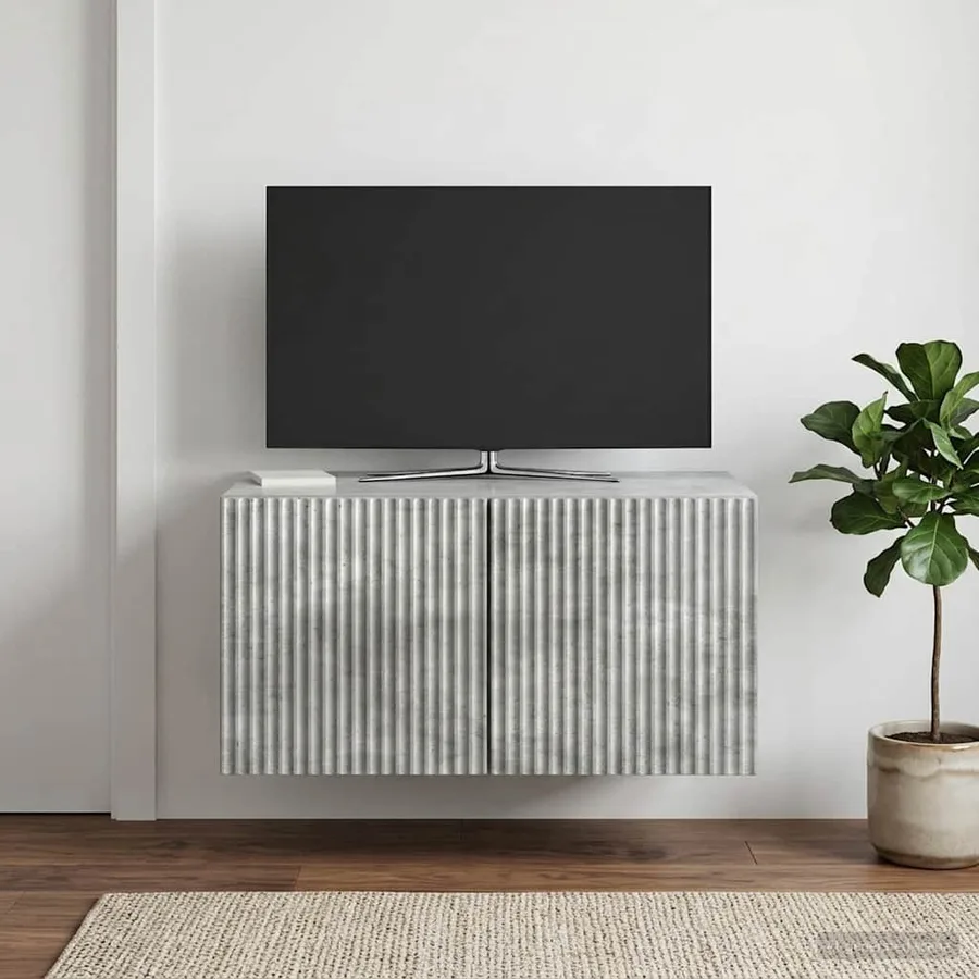 Meuble TV mural Gris béton 59,5 x 41 x 30 cm Bois d'ingénierie - 4