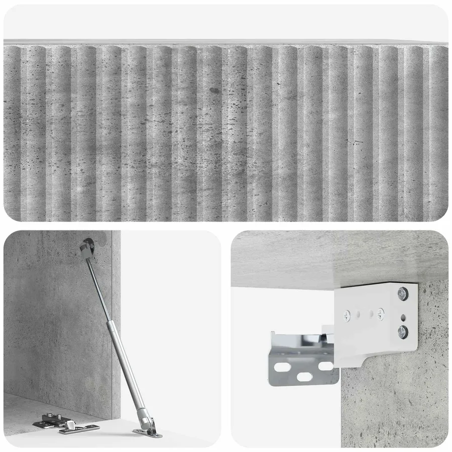 Meuble TV mural Gris béton 59,5 x 41 x 30 cm Bois d'ingénierie - 9