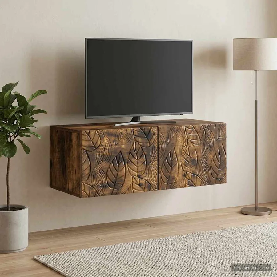Meuble TV mural 59,5 x 41 x 30 cm Chêne fumé Bois d'ingénierie - 3
