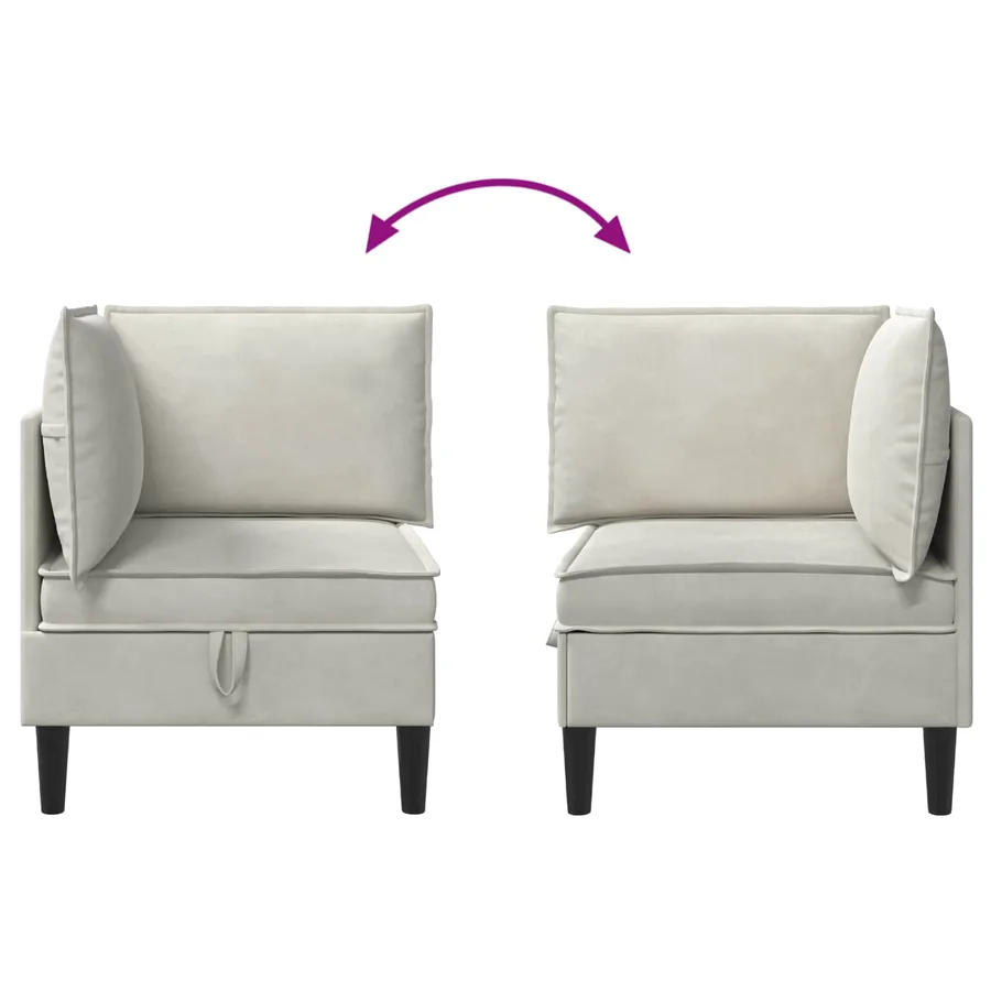 Sofa avec rangement Crème Velours - 8