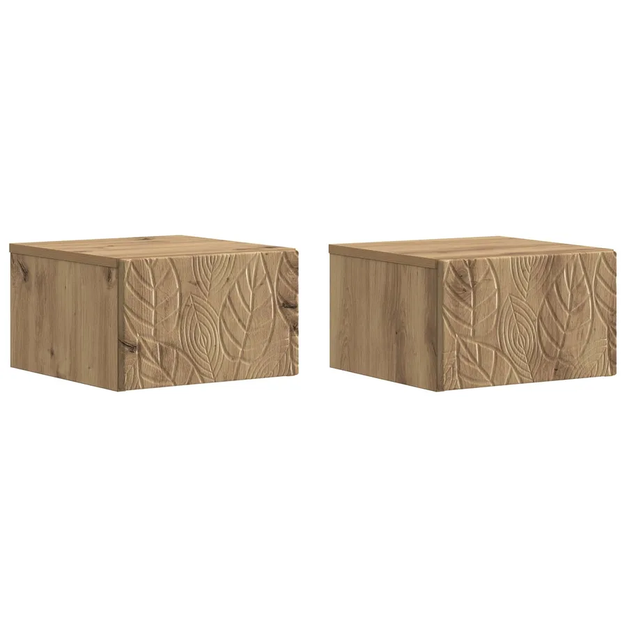 Cabinet de chevet mural 2 pc Chêne artisanal 49 x 34,5 x 20 cm - 2