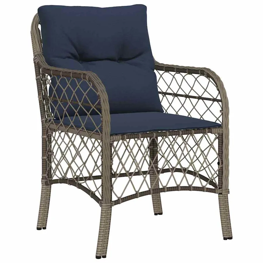 Ensemble de salle à manger pour jardin 3 pcs Gris et Noir Rotin - 6